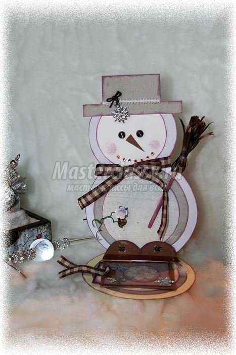 Скрапбукинг открытка снеговик 