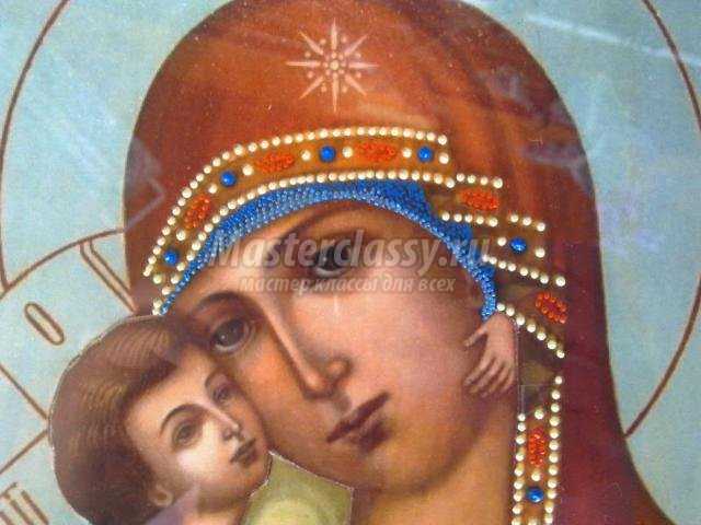 икона Владимирской Божьей Матери в технике пуантилизм