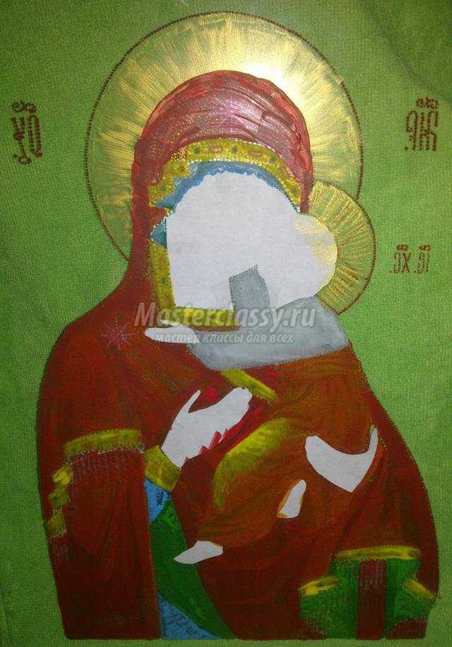 икона Владимирской Божьей Матери в технике пуантилизм