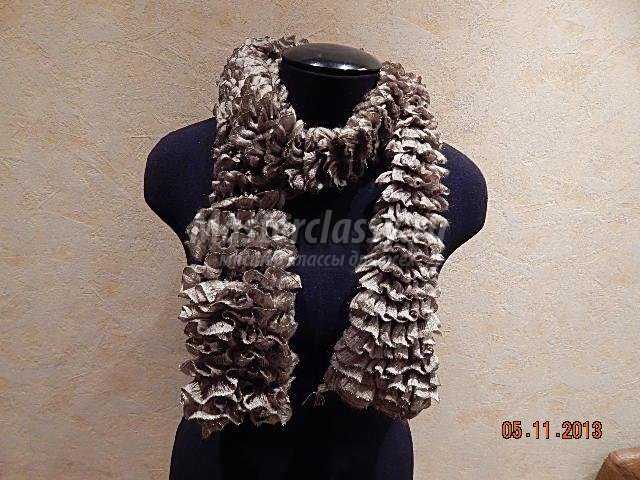 вязаный шарф спицами для мамы
