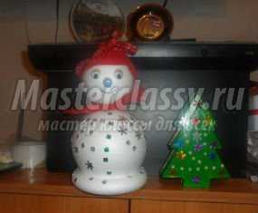 Снеговик из пенопластовых шаров своими руками. Мастер-класс с пошаговыми фото
