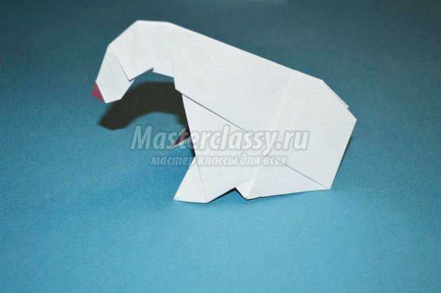 Белый медведь из бумаги,как сделать белого медведя оригами