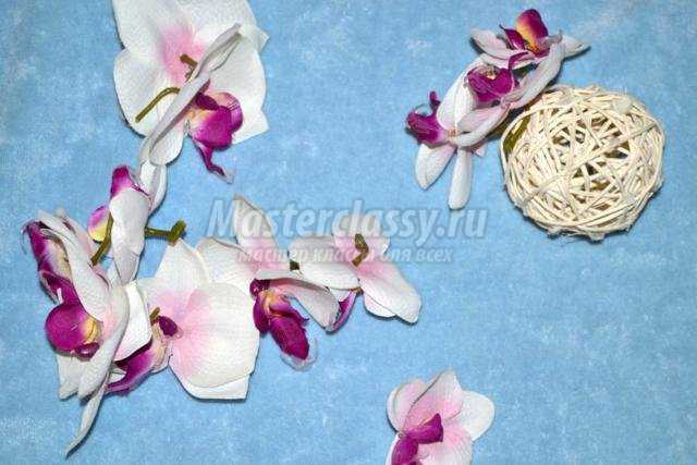 топиарий из искусственных цветов. Орхидея