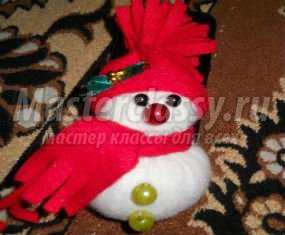 Снеговик из ткани своими руками в шапке и шарфе. Мастер-класс с пошаговым фото
