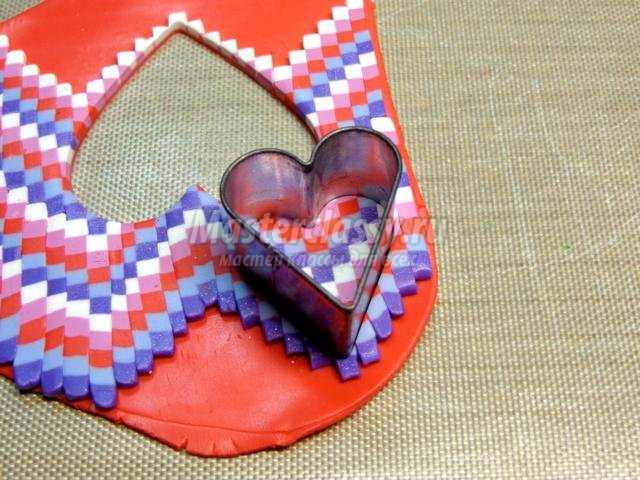комплект из полимерной глины с сердцами в технике Барджелло