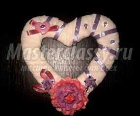 Валентинка «Сердце» из рафии своими руками. Мастер класс с пошаговыми фото