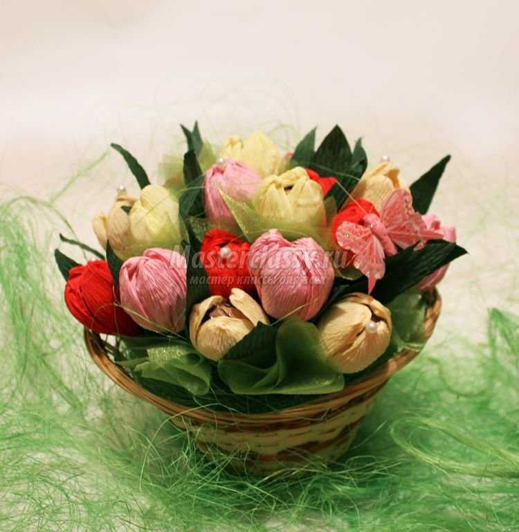 букет тюльпанов с конфетами