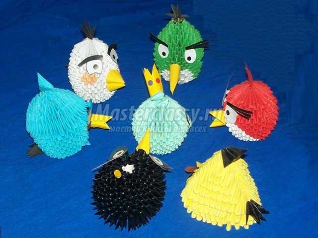 Модульное оригами Птицы и свинья (Angry Birds)