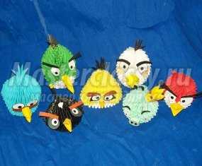 Модульное оригами. Птицы и свинья (Angry Birds)