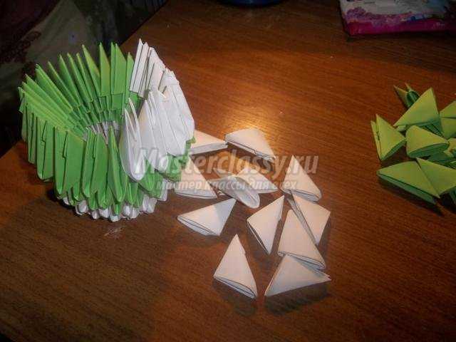 модульное оригами. Снеговик и заяц
