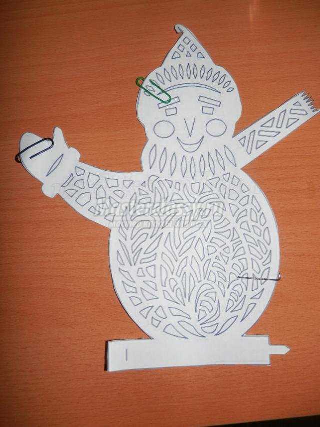 снеговик своими руками в технике киригами