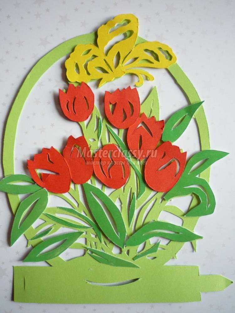 объемная открытка с тюльпанами