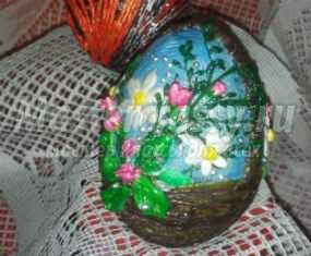 Пасхальное яйцо в технике папье-маше с цветами из холодного фарфора. Мастер-класс с пошаговыми фото