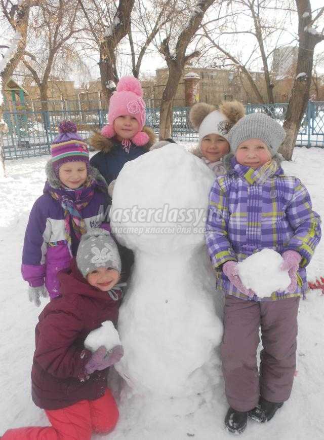 зимние поделки из снега с детьми. Снеговичок