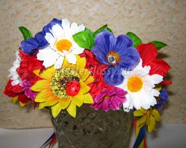 венок в украинском стиле из искусственных цветов