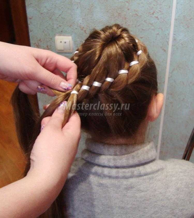 прически для девочек. Плетение кос с лентой