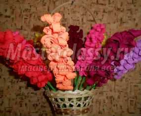 Цветы из гофрированной бумаги для мамы. Гиацинты. Мастер-класс с пошаговыми фото