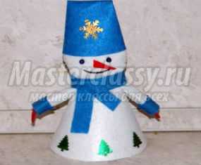 Зимний символ детства - забавный снеговик из фетра. Мастер-класс с пошаговыми фото