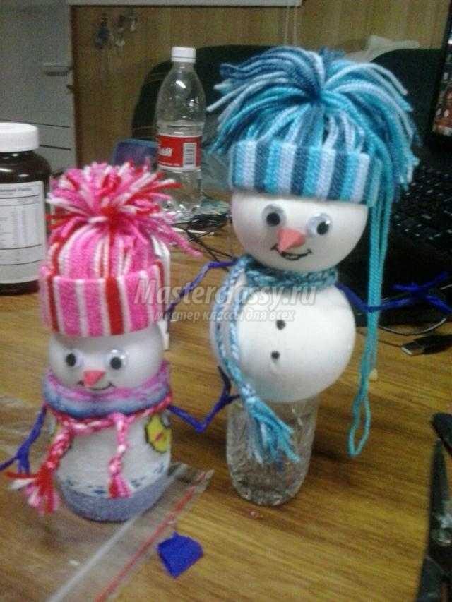 снеговик из пенопластовых шаров