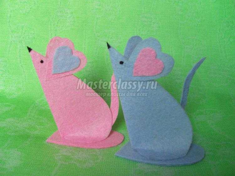 мышки-валентинки из вискозных салфеток