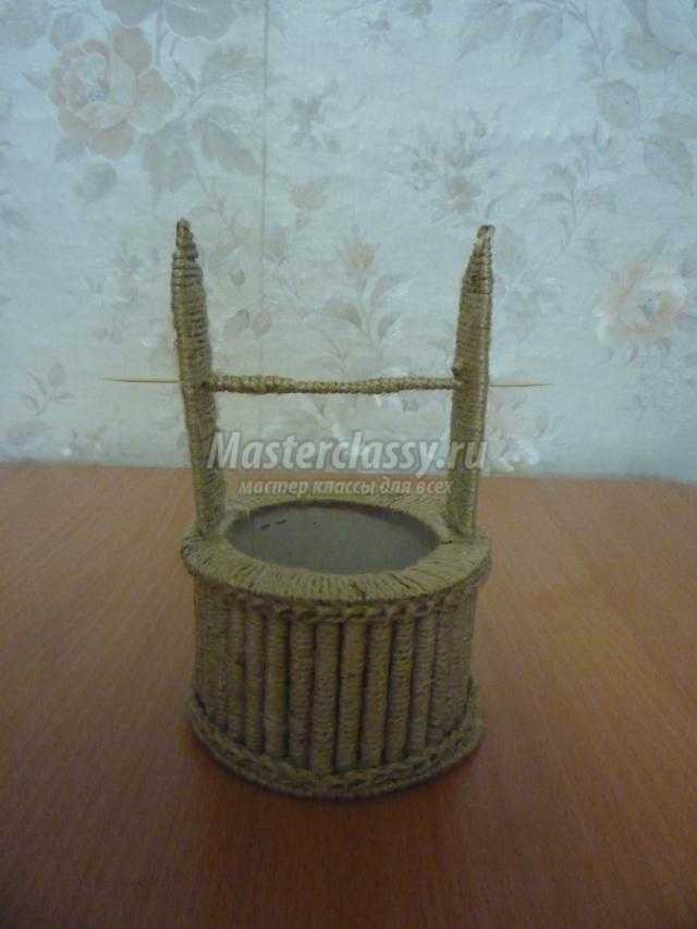 шкатулка-колодец для украшений из шпагата и картона
