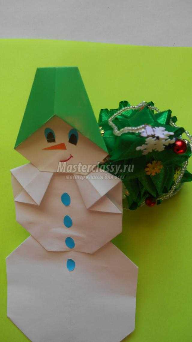 снеговик из бумаги в технике оригами