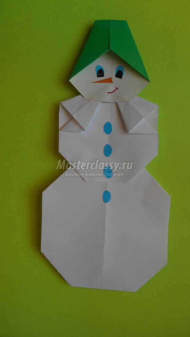 снеговик из бумаги в технике оригами