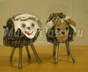 Новогодние поделки из мочалок. Барашек Боря и овечка Боня. Мастер-класс с пошаговыми фото
