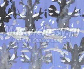 Рисование с использованием трафарета. Спящий зимний лес. Мастер-класс с пошаговыми фото