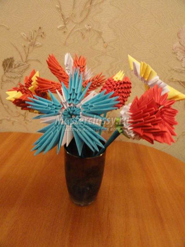 модульное оригами. Букет цветов к 8 Марта