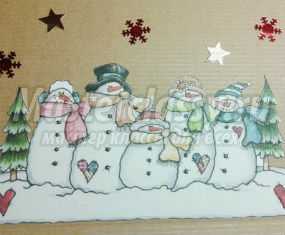 Рождественская открытка из гофрокартона. Весёлые снеговики. Мастер-класс с пошаговыми фото