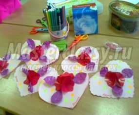 Объемные валентики из бумаги с цветами. Мастер-класс