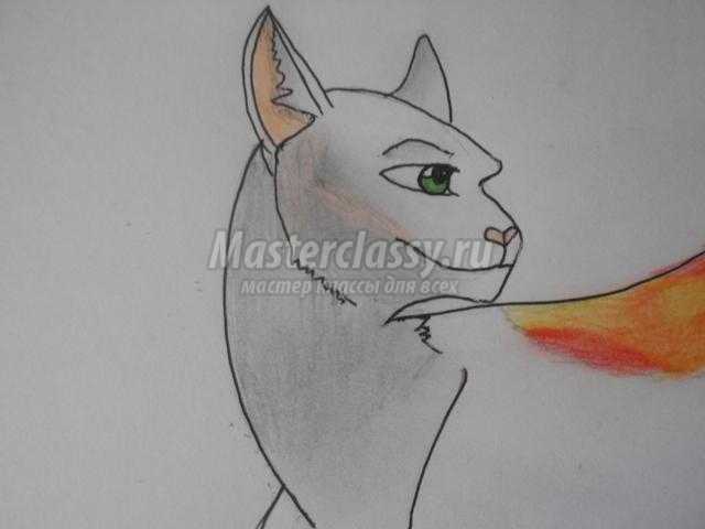 рисование кошки цветными карандашами