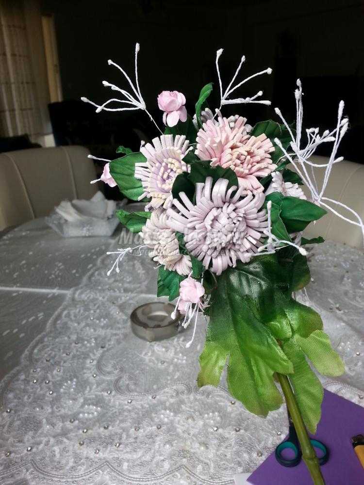 букет двойных цветов из фоамирана