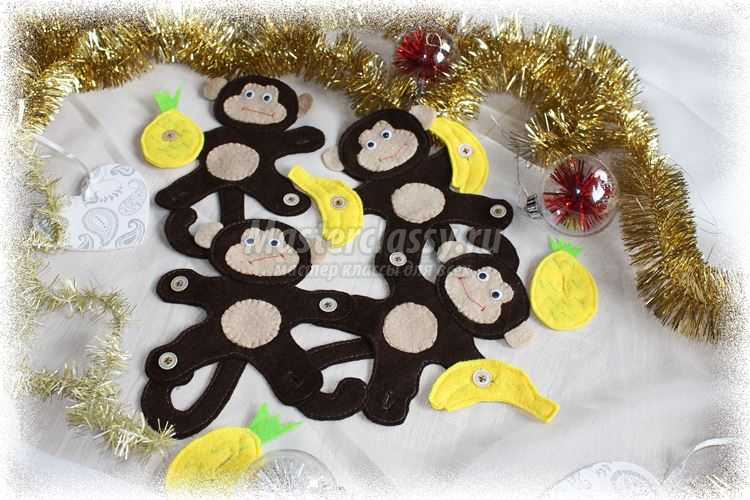 Развивающая игрушка для детей – обезьянки из фетра