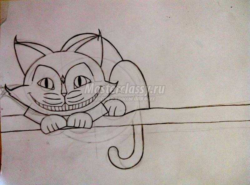 чеширский кот рисунки карандашом