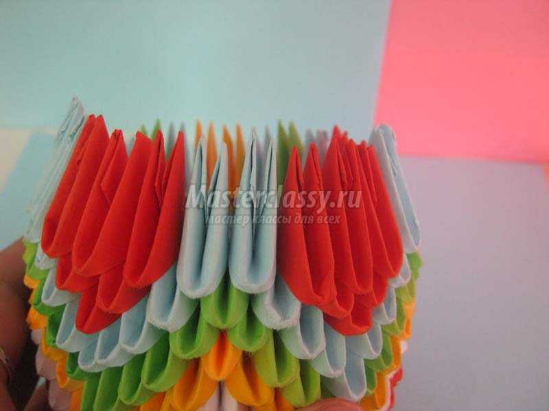 оригами из модулей павлин