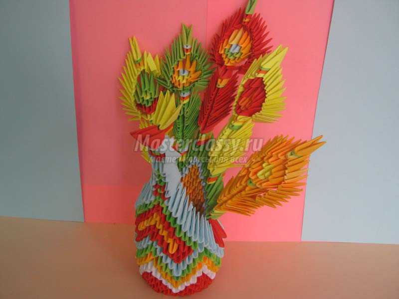 оригами птица павлин