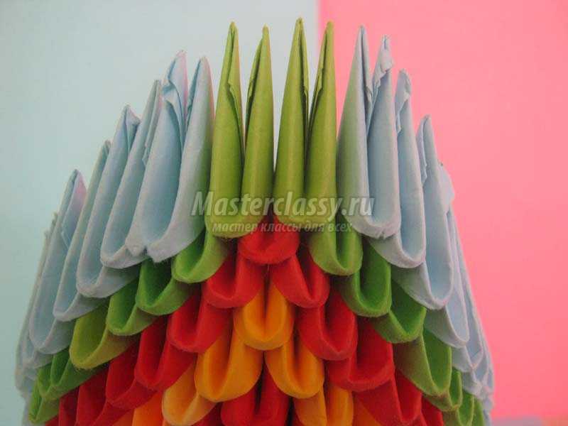 павлин оригами из модулей
