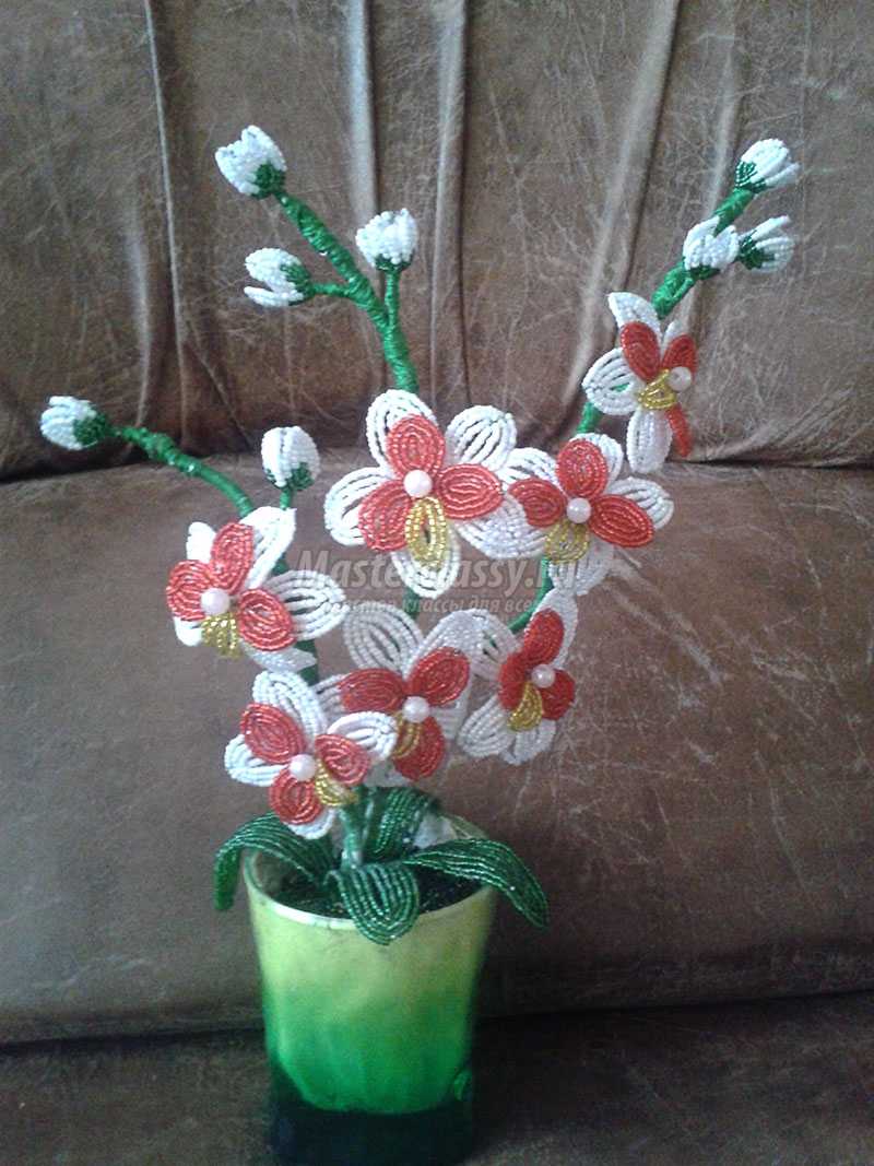 орхидея из бисера мастер с пошаговым фото