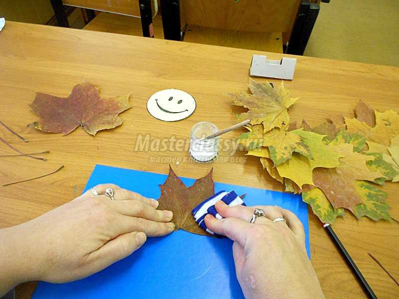 аппликация из осенних листьев для детей