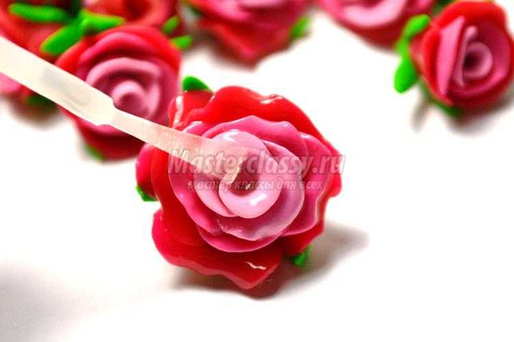 браслет из полимерной глины. Розовые розы