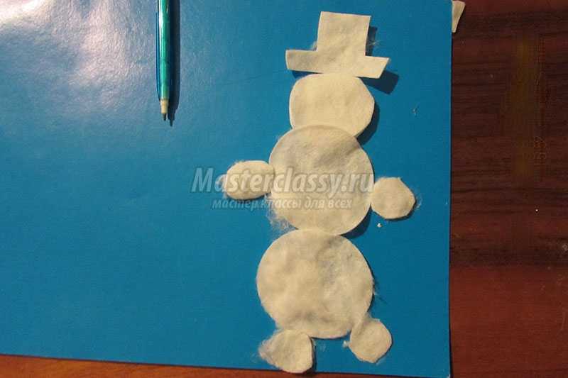 снеговик из ватных дисков фото