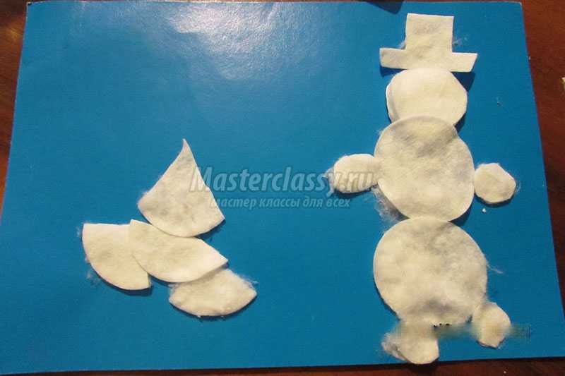 поделки снеговик из ватных дисков