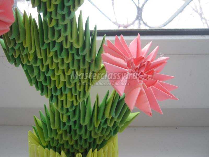 оригами кактус в горшке
