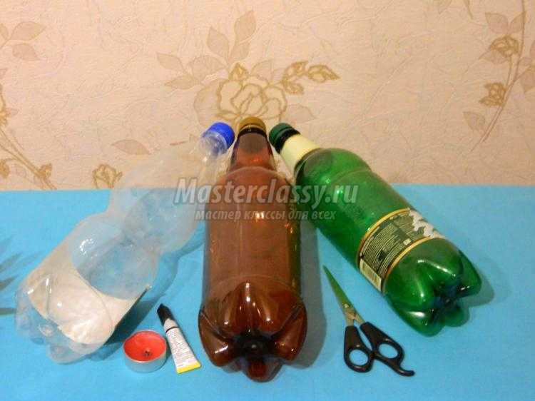 корзинка с лилией из пластиковых бутылок