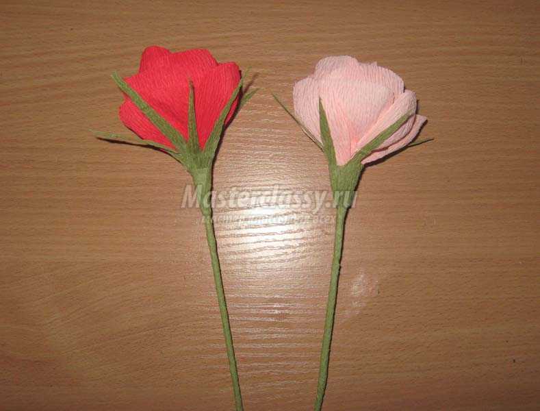 розы из гофрированной бумаги с конфетами пошагово