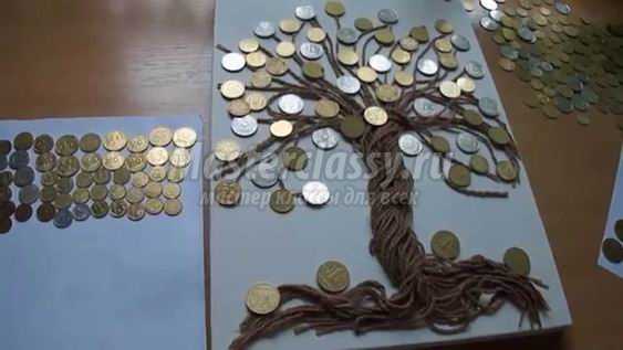 Делаем денежное дерево из монет своими руками
