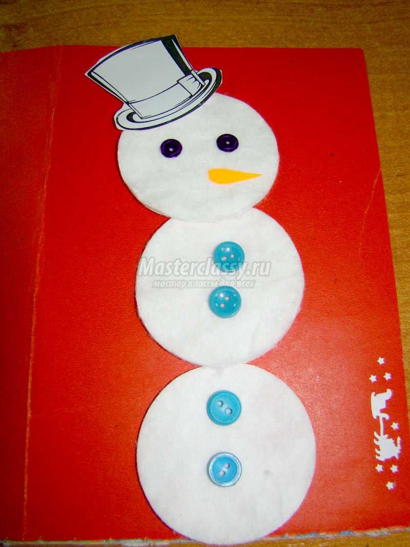 снеговик из ватных дисков своими руками
