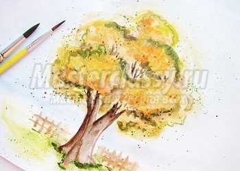 Как нарисовать осеннее дерево акварелью. Мастер-класс